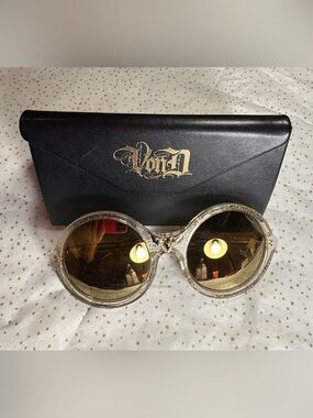 Kat Von D Bat Cave Clear Gold Glitter Glasses